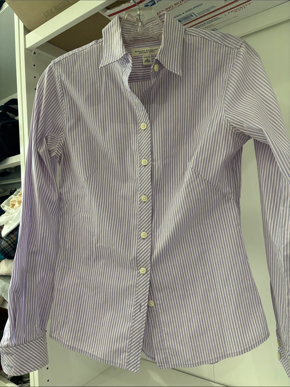 Banana Republic Lavender and White Striped Dress Shirt